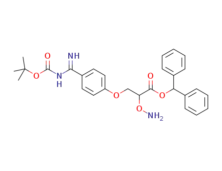 Molecular Structure of 1448674-17-6 (diphenylmethyl 2-(aminooxy)-3-{4-[N-(tert-butoxycarbonyl)carbamimidoyl]phenoxy}propanoate)