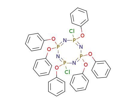 Molecular Structure of 344416-23-5 (1,1,3,5,5,7-hexaphenoxy-3,7-dichlorocyclotetraphosphazene)