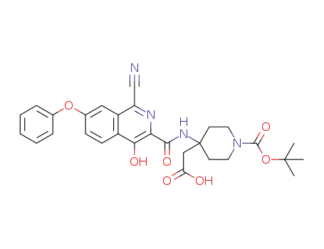 4-carboxymethyl-4-[(1-cyano-4-hydroxy-7-phenoxyisoquinoline-3-carbonyl)amino]piperidine-1-carboxylic acid tert-butyl ester