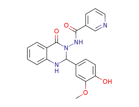 Molecular Structure of 1429643-31-1 (N-(2-(4-hydroxy-3-methoxyphenyl)-4-oxo-1,4-dihydroquinazolin-3(2H)-yl)nicotinamide)