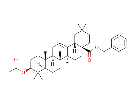 Molecular Structure of 357953-27-6 ((4aS,6aS,6bR,10S,12aR)-benzyl 10-acetoxy-2,2,6a,6b,9,9,12a-heptamethyl-1,2,3,4,4a,5,6,6a,6b,7,8,8a,9,10,11,12,12a,12b,13,14b-icosahydropicene-4a-carboxylate)