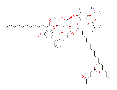 2-O-trans-cinnamoyl-3-O-p-methoxybenzyl-4-O-n-dodecanoyl-α-L-rhamnopyranosyl-(1→4)-2-O-2(S)-methylbutyryl-3-O-(11(S)-levulinoyloxyhexadecanoyl)-α-L-rhamnopyranosyl trichloroacetimidate