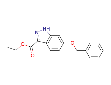 Molecular Structure of 865887-12-3 (1H-Indazole-3-carboxylic acid, 6-(phenylMethoxy)-, ethyl ester)