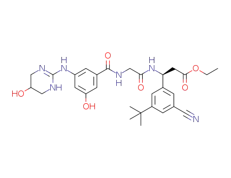(3S)-ethyl 3-(3-(tert-butyl)-5-cyanophenyl)-3-(2-(3-hydroxy-5-((5-hydroxy-1,4,5,6-tetrahydropyrimidin-2-yl)amino)benzamido)acetamido)propanoate
