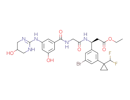(3S)-ethyl 3-(3-bromo-5-(1-(difluoromethyl)cyclopropyl)phenyl)-3-(2-(3-hydroxy-5-((5-hydroxy-1,4,5,6-tetrahydropyrimidin-2-yl)amino)benzamido)acetamido)propanoate