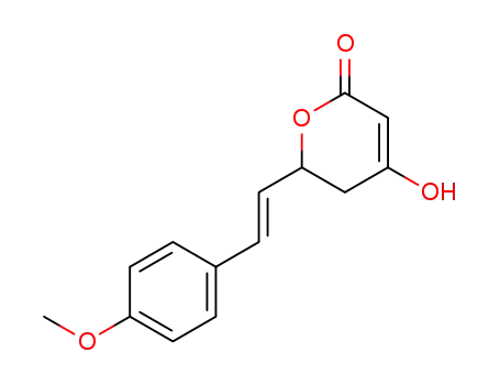 Molecular Structure of 62378-65-8 ((E)-5,6-Dihydro-4-hydroxy-6-[2-(4-Methoxyphenyl)ethenyl]-2H-pyran-2-one)
