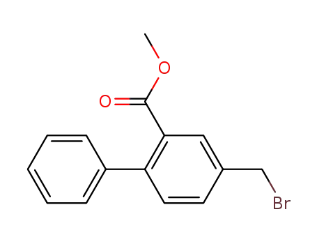 Molecular Structure of 152620-34-3 (methyl 4-(bromomethyl)-[1,1’-biphenyl]-2-carboxylate)