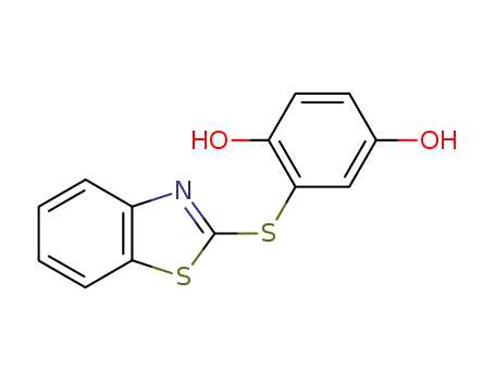 Molecular Structure of 42580-03-0 (2-(1,3-benzothiazol-2-ylsulfanyl)benzene-1,4-diol)