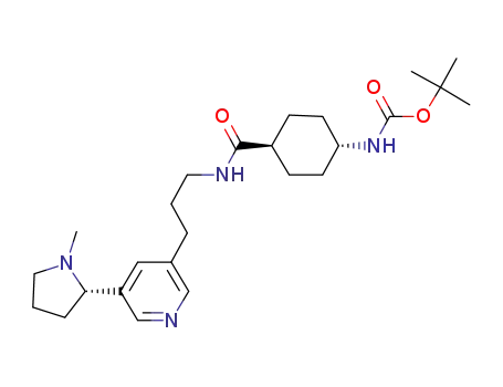 Molecular Structure of 1351946-91-2 (tert-butyl {trans-4-[(3-{5-[(2S)-1-methylpyrrolidin-2-yl]pyridin-3-yl}propyl)carbamoyl]cyclohexyl}carbamate)