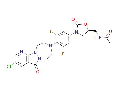 (S)-N-((3-(3,5-difluoro-4-(2-chloro-10-oxo-5,6,8,9-tetrahydro-10H-4,4b,7,9a-tetraazabenzo[a]azulen-7-yl)-phenyl)-2-oxo-5-oxazolidinyl)methyl)acetamide