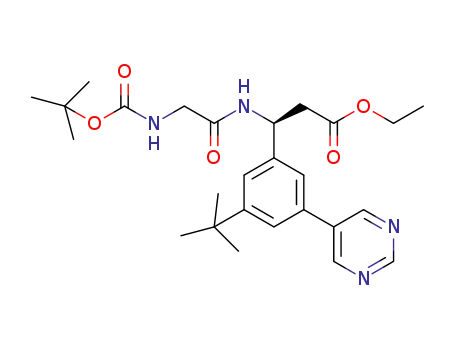 (S)-ethyl 3-(2-((tert-butoxycarbonyl)amino)acetamido)-3-(3-(tert-butyl)-5-(pyrimidin-5-yl)phenyl)propanoate