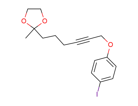 Molecular Structure of 1505447-83-5 (2-(6-(4-iodophenoxy)hex-4-yn-1-yl)-2-methyl-1,3-dioxolane)