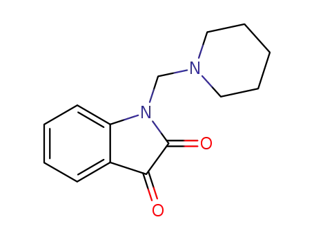Molecular Structure of 13129-69-6 (1-(piperidin-1-ylmethyl)-1H-indole-2,3-dione)