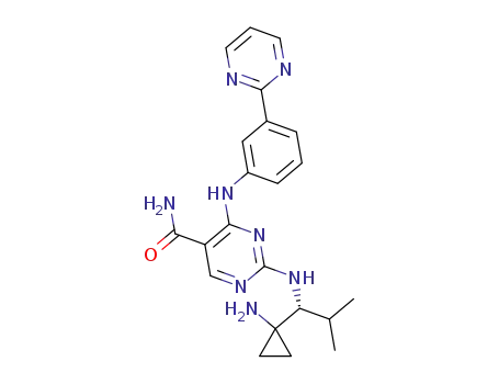 (R)-2-(1-(1-aminocyclopropyl)-2-methylpropylamino)-4-(3-(pyrimidin-2-yl)phenylamino)pyrimidin-5-carboxamide