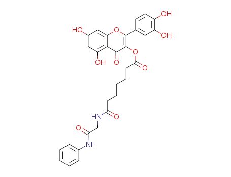 2-(3,4-dihydroxyphenyl)-5,7-dihydroxy-4-oxo-4H-chromen-3-yl 7-oxo-7-(2-oxo-2-(phenylamino)ethylamino)heptanoate