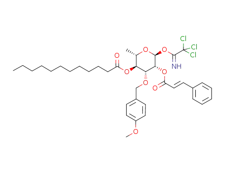 2-O-trans-cinnamoyl-3-O-p-methoxybenzyl-4-O-n-dodecanoyl-α-L-rhamnopyranosyl trichloroacetimidate