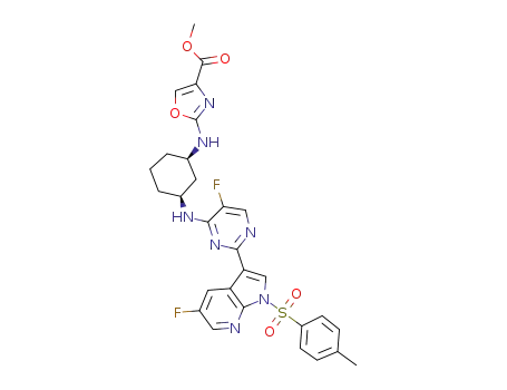methyl 2-((1R,3S)-3-(5-fluoro-2-(5-fluoro-1-tosyl-1H-pyrrolo[2,3-b]pyridin-3-yl)pyrimidin-4-ylamino)cyclohexylamino)oxazole-4-carboxylate