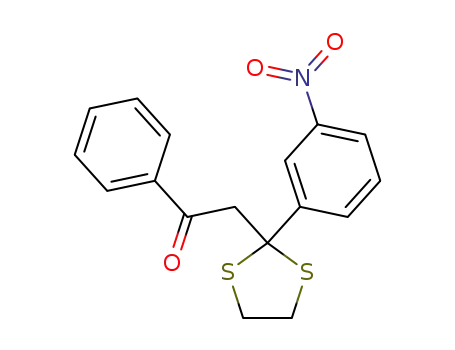 Molecular Structure of 1476042-31-5 (2-(2-(3-nitrophenyl)-1,3-dithiolan-2-yl)-1-phenylethanone)