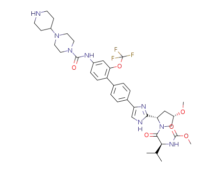 {(S)-1-[(2S,4S)-4-methoxy-2-(4-{4'-[(4-(piperidin-4-yl)piperazine-1-carbonyl)amino]-2'-trifluoromethoxybiphenyl-4-yl}-1H-imidazol-2-yl)pyrrolidine-1-carbonyl]-2-methylpropyl}carbamic acid methyl ester