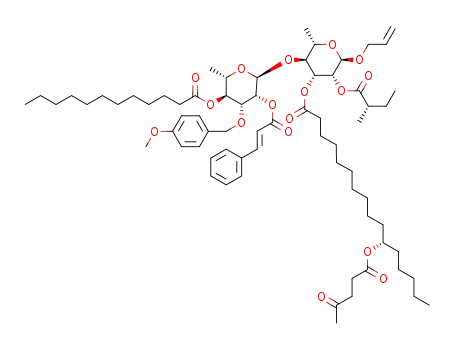 allyl 2-O-trans-cinnamoyl-3-O-p-methoxybenzyl-4-O-n-dodecanoyl-α-L-rhamnopyranosyl-(1→4)-2-O-2(S)-methylbutyryl-3-O-(11(S)-levulinoyloxyhexadecanoyl)-α-L-rhamnopyranoside