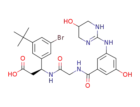 Molecular Structure of 1564286-55-0 ((3S)-N-[3-Hydroxy-5-[(1,4,5,6-tetrahydro-5-hydroxy-2-pyriMidinyl)aMino] benzoyl]glycyl-3-(3-broMo-5-t-butylphenyl)-beta-alanine)