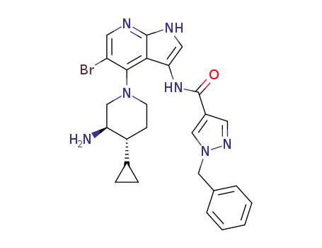 1-benzyl-1H-pyrazol-4-carboxylic acid [4-((3R,4R)-3-amino-4-cyclopropylpiperidin-1-yl)-5-bromo-1H-pyrrolo[2,3-b]pyridin-3-yl]amide