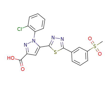 1-(2-chlorophenyl)-5-(5-(3-(methylsulfonyl)phenyl)-1,3,4-thiadiazol-2-yl)-1H-pyrazole-3-carboxylic acid