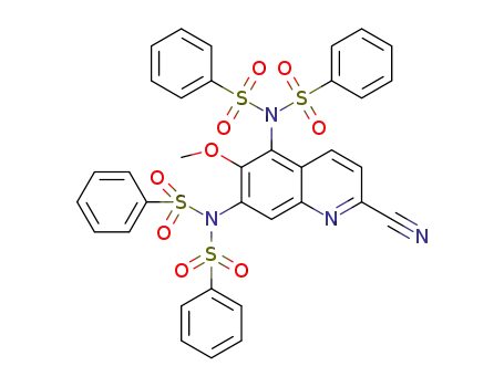 Molecular Structure of 1453101-37-5 (N,N'-(6-methoxy-2-methylquinoline-5,7-diyl)bis(N-(phenylsulfonyl)benzenesulfonamide))
