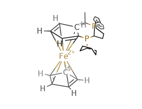 Molecular Structure of 158923-09-2 ((R)-1-[(1S)-2-(DICYCLOHEXYLPHOSPHINO)FERROCENYL]ETHYLDI-PHENYLPHOSPHINE)
