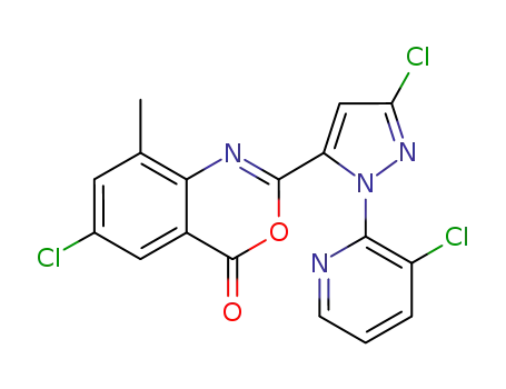 Molecular Structure of 500011-83-6 (4H-3,1-Benzoxazin-4-one,
6-chloro-2-[3-chloro-1-(3-chloro-2-pyridinyl)-1H-pyrazol-5-yl]-8-methyl-)