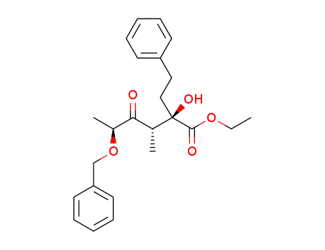 Molecular Structure of 1520094-30-7 ((3R,4S,5S)-ethyl 5-benzyloxy-2-hydroxy-3-methyl-2(2-phenylethyl)-4-oxohexanoate)