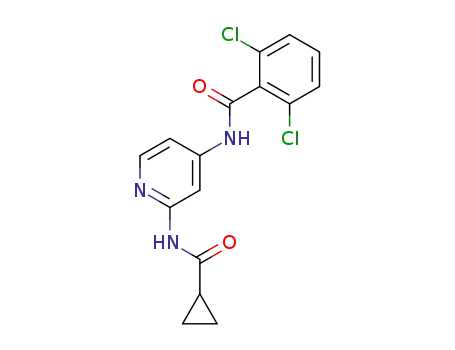 Molecular Structure of 1258292-64-6 (2,6-dichloro-N-(2-(cyclopropanecarboxamido)pyridin-4-yl)benzamide)
