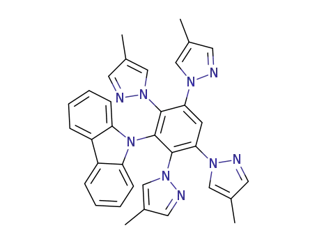 Molecular Structure of 1610894-53-5 (9-(2,3,5,6-tetrakis(4-methyl-1H-pyrazol-1-yl)phenyl)-9H-carbazole)