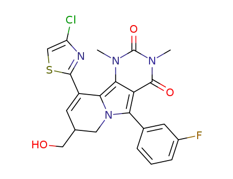 10-(4-chlorothiazol-2-yl)-5-(3-fluorophenyl)-8-(hydroxymethyl)-1,3-dimethyl-7,8-dihydropyrimido[4,5-a]indolizine-2,4(1H,3H)-dione