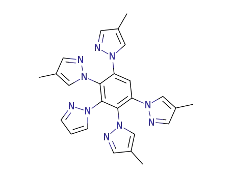 Molecular Structure of 1610894-51-3 (1,1',1'',1'''-(3-(1H-pyrazol-1-yl)benzene-1,2,4,5-tetrayl)tetrakis(4-methyl-1H-pyrazole))