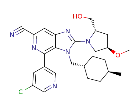 4-(5-chloropyridin-3-yl)-2-((2S,4R)-2-(hydroxymethyl)-4-methoxypyrrolidin-1-yl)-3-((trans-4-methylcyclohexyl)methyl)-3H-imidazo[4,5-c]pyridine-6-carbonitrile