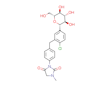 3-(4-(2-chloro-5-((2S,3R,4R,5S,6R)-3,4,5-trihydroxy-6-(hydroxymethyl)tetrahydro-2H-pyran-2-yl)benzyl)phenyl)-1-methylimidazolidine-2,4-dione