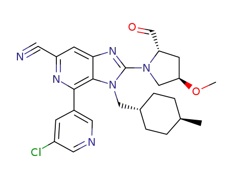 4-(5-chloropyridin-3-yl)-2-((2S,4R)-2-formyl-4-methoxypyrrolidin-1-yl)-3-((trans-4-methylcyclohexyl)methyl)-3H-imidazo[4,5-c]pyridine-6-carbonitrile