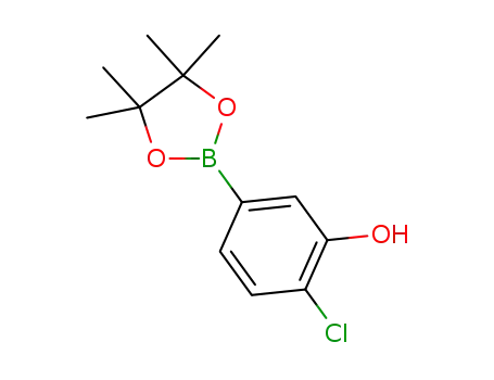 Molecular Structure of 1443151-85-6 (2-chloro-5-(4,4,5,5-tetramethyl-1,3,2-dioxaborolan-2-yl)phenol)