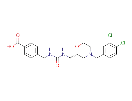 Molecular Structure of 408304-11-0 (4-{3-[4-(3,4-Dichloro-benzyl)-morpholin-2-ylmethyl]-ureidomethyl}-benzamide)