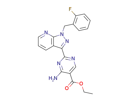 5-Pyrimidinecarboxylic acid,
4-amino-2-[1-[(2-fluorophenyl)methyl]-1H-pyrazolo[3,4-b]pyridin-3-yl]-,
ethyl ester