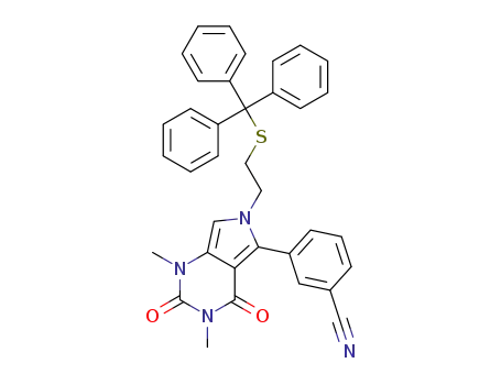 3-(1,3-dimethyl-2,4-dioxo-6-(2-(tritylthio)ethyl)-2,3,4,6-tetrahydro-1H-pyrrolo[3,4-d]pyrimidin-5-yl)benzonitrile