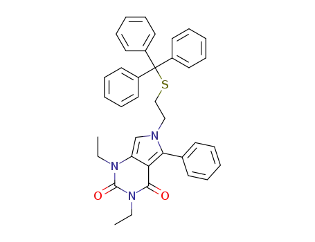 1,3-diethyl-5-phenyl-6-(2-(tritylthio)ethyl)-1H-pyrrolo[3,4-d]pyrimidine-2,4(3H,6H)-dione