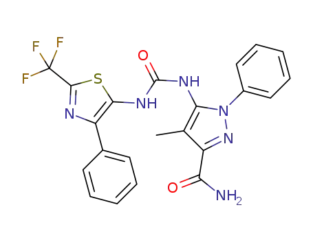 4-methyl-1-phenyl-5-(3-(4-phenyl-2-(trifluoromethyl)thiazol-5-yl)ureido)-1H-pyrazole-3-carboxamide