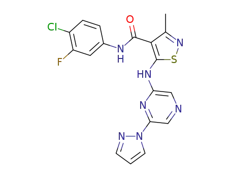 N-(4-chloro-3-fluorophenyl)-3-methyl-5-{[6-(1H-pyrazol-1-yl)pyrazin-2-yl]amino}-1,2-thiazole-4-carboxamide