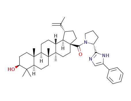 ((1R,3aS,5aR,5bR,7aR,9S,11aR,11bR,13aR,13bR)-9-hydroxy-5a,5b,8,8,11a-pentamethyl-1-(prop-1-en-2-yl)icosahydro-1H-cyclopenta[a]chrysen-3a-yl)((R)-2-(5-phenyl-1H-imidazol-2-yl)pyrrolidin-1-yl)methanone