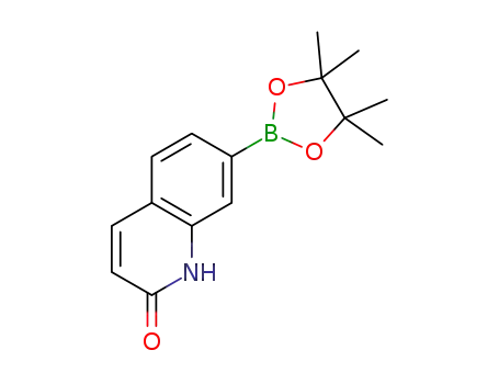 Molecular Structure of 1219130-54-7 (7-(4,4,5,5-tetramethyl-[1,3,2]dioxaborolan-2-yl)-quinolin-2-ol)