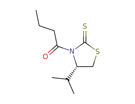 Molecular Structure of 117606-74-3 (2-Thiazolidinethione, 4-(1-methylethyl)-3-(1-oxobutyl)-, (4S)-)
