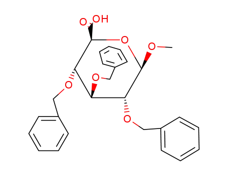 Molecular Structure of 4356-82-5 (Methyl 2,3,4-tris-O-(phenylmethyl)-beta-D-glucopyranosiduronic acid)