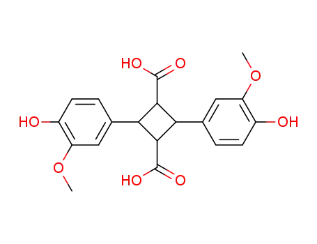 Molecular Structure of 133098-01-8 (1,3-Cyclobutanedicarboxylic acid, 2,4-bis(4-hydroxy-3-methoxyphenyl)-)